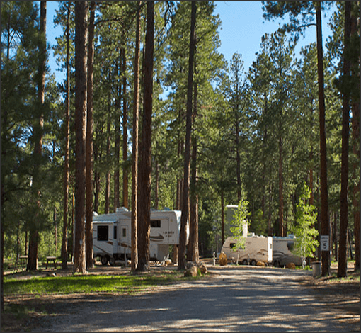 RVs in campsites at Kaibab Camper Village